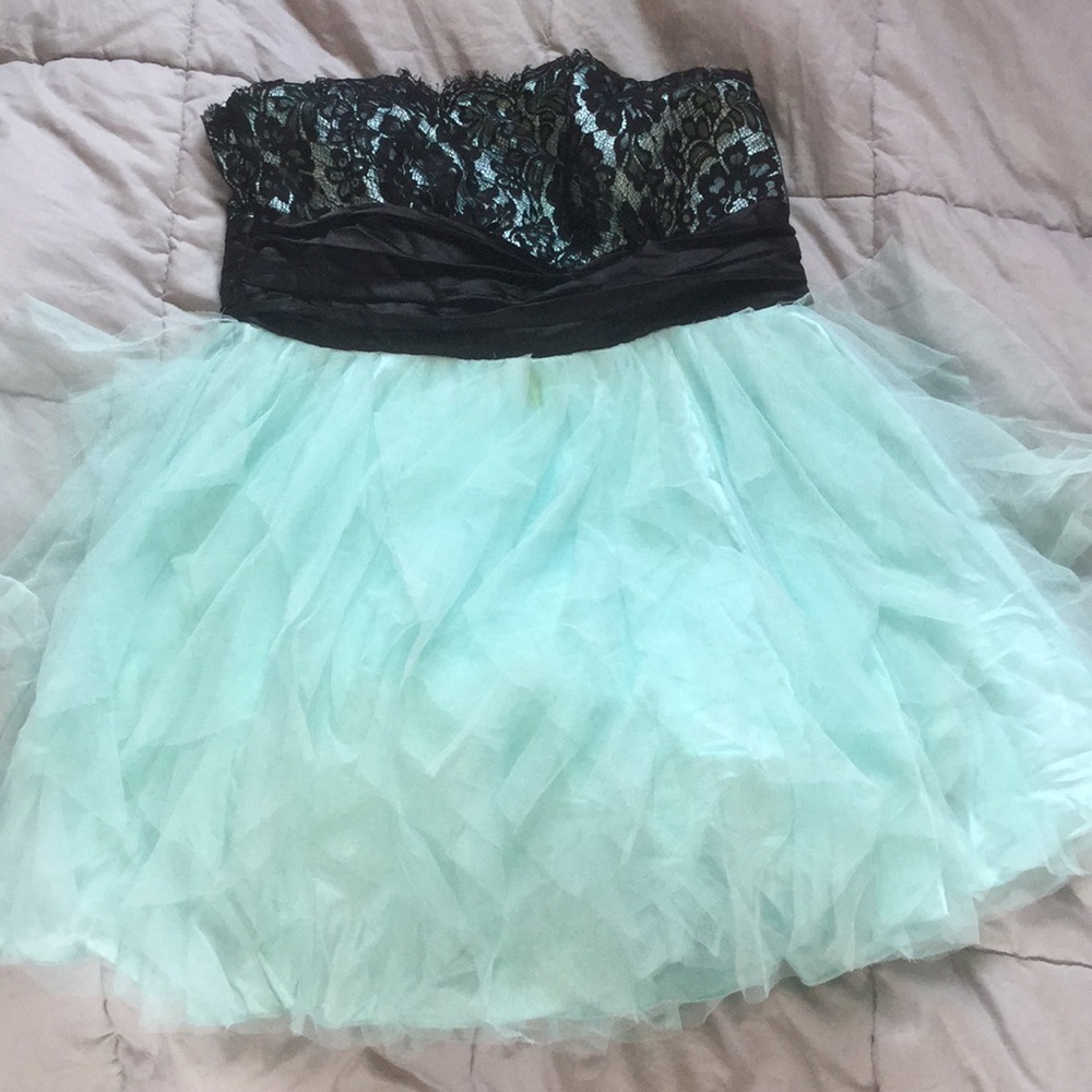 Blue Ruffled Homecoming Dress